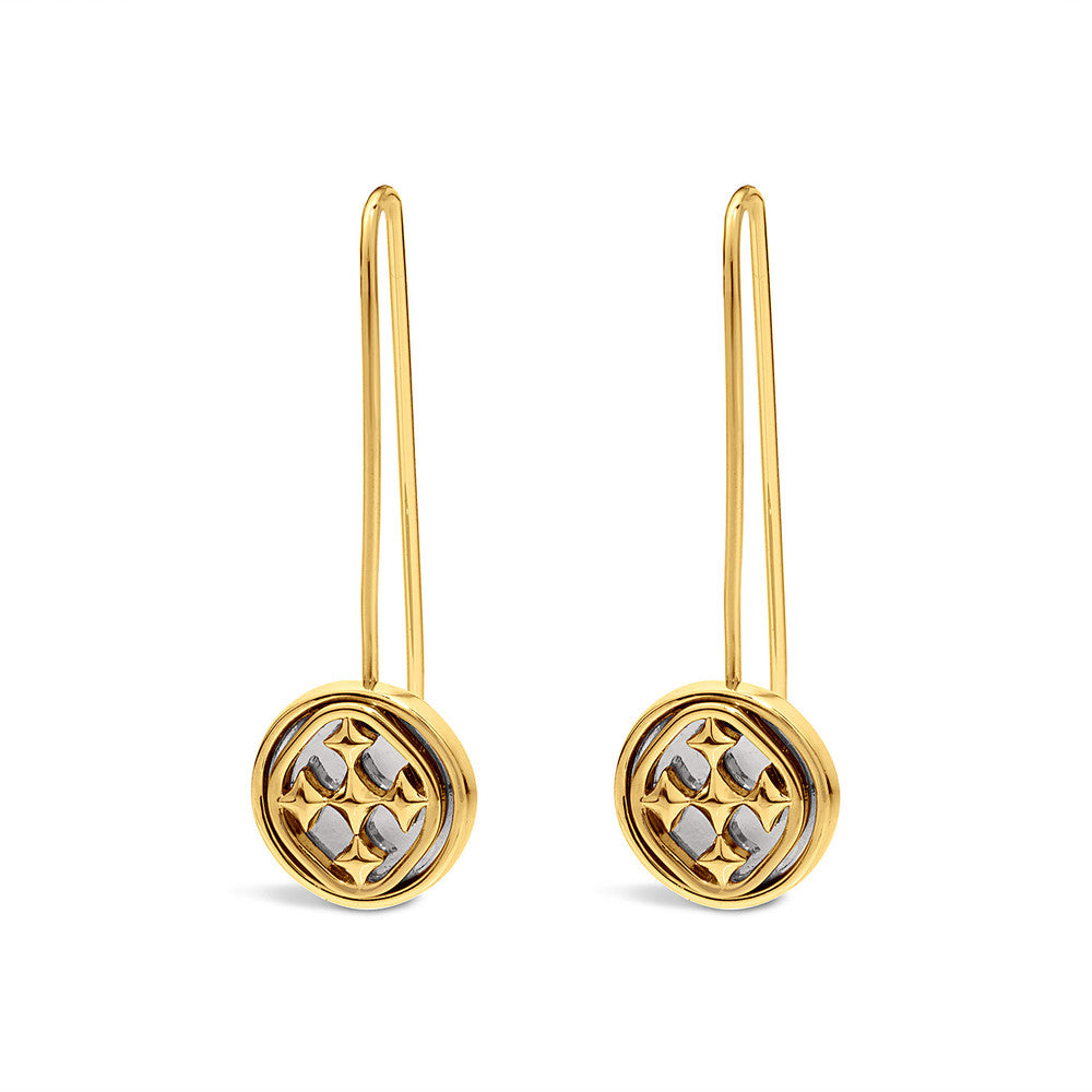 drop wire medallion earrings