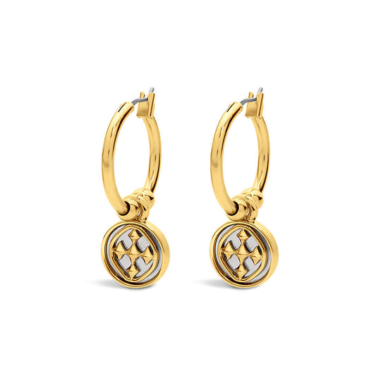 small hoop medallion earrings