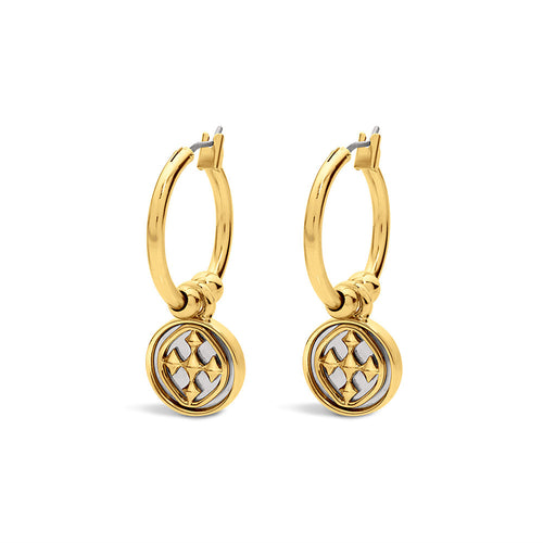 small hoop medallion earrings