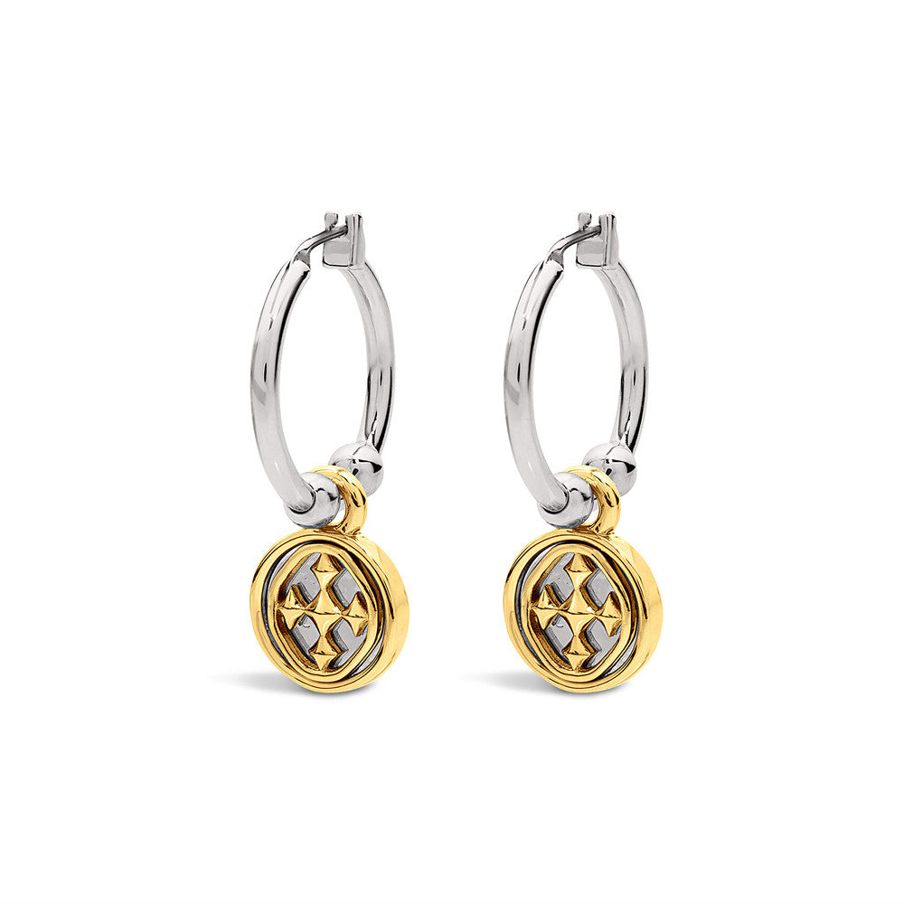 small hoop medallion earrings