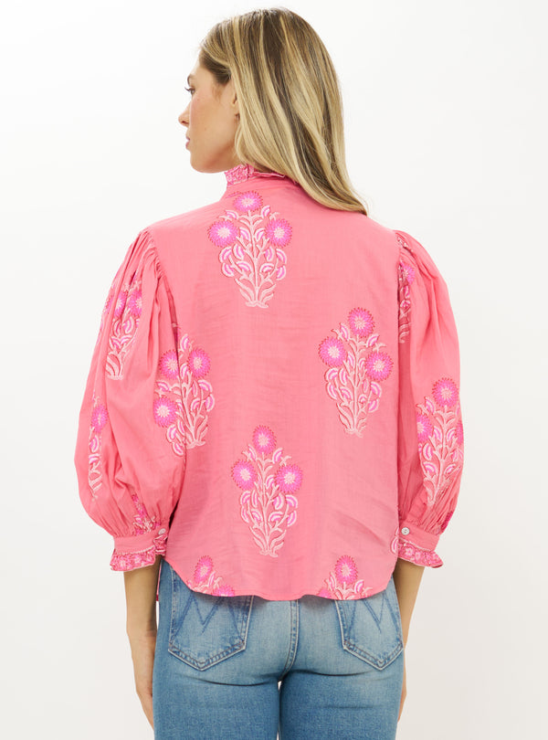 Ruffle Front Button Blouse