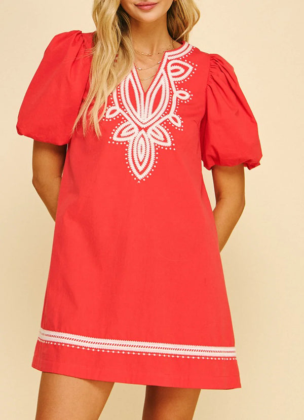 Embroidered Detail Mini Dress