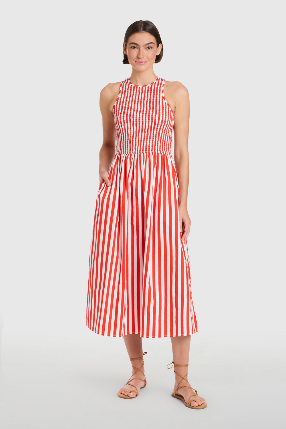Stroll Dress, Red Stripes