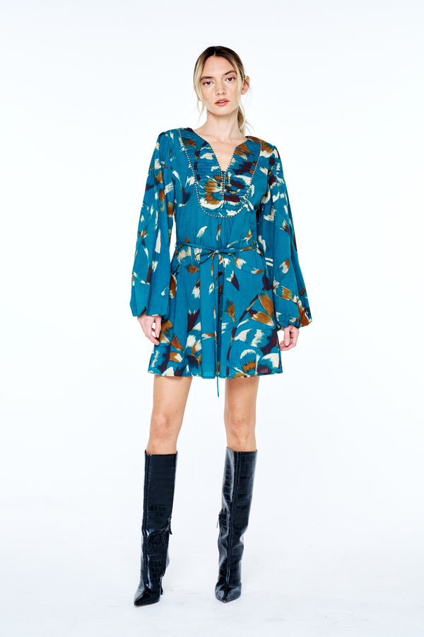 Andi Printed Seersucker Mini House Dress