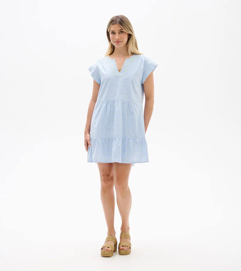 Emerson Dress - Neon Dots on Stripes