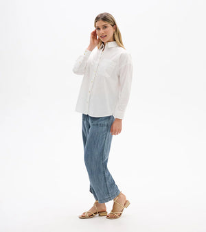 Relaxed Button Down - White