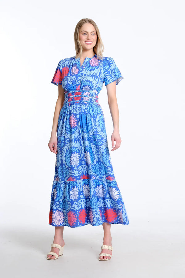 Eloise Dress- Cobalt Jardin