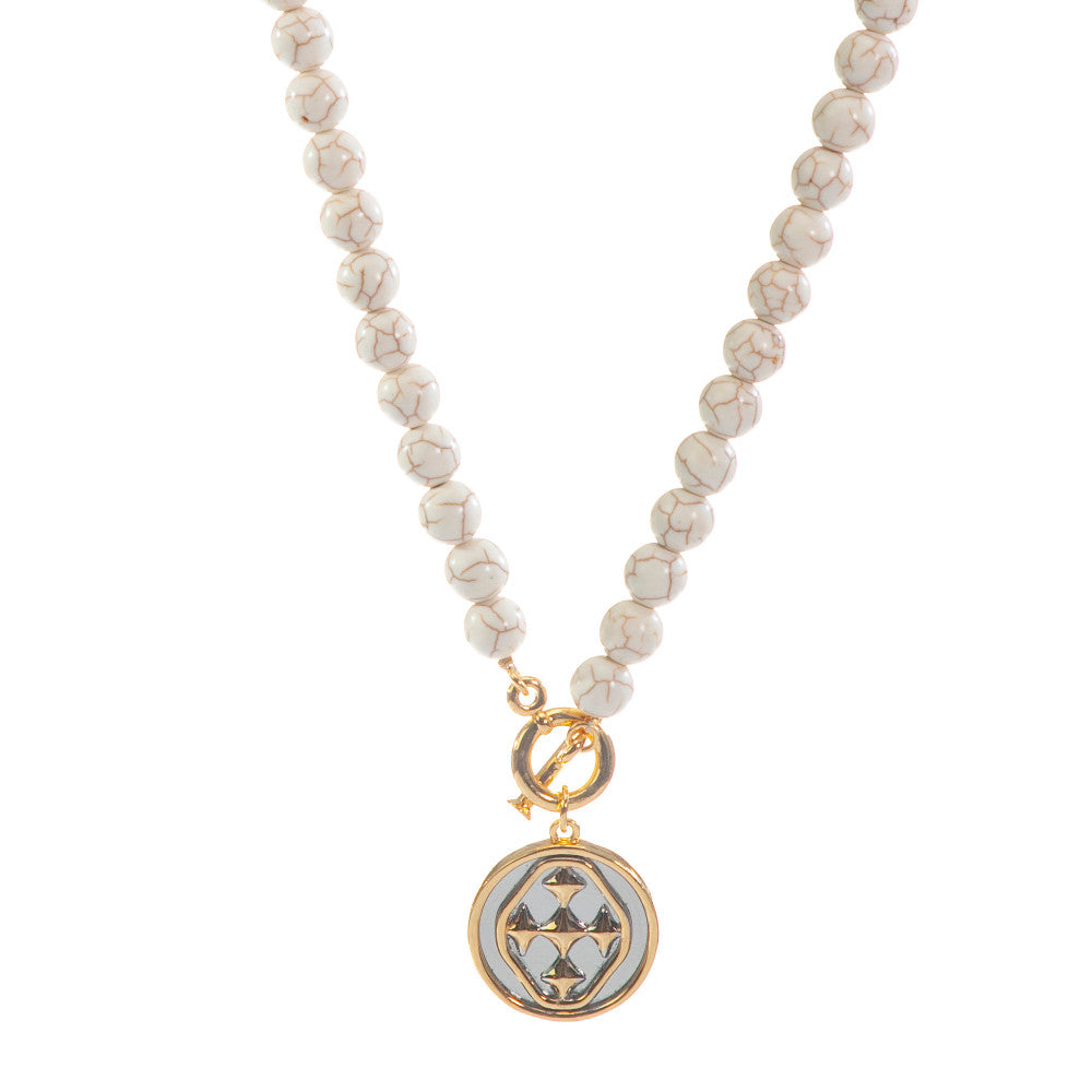 stone beaded medallion necklace