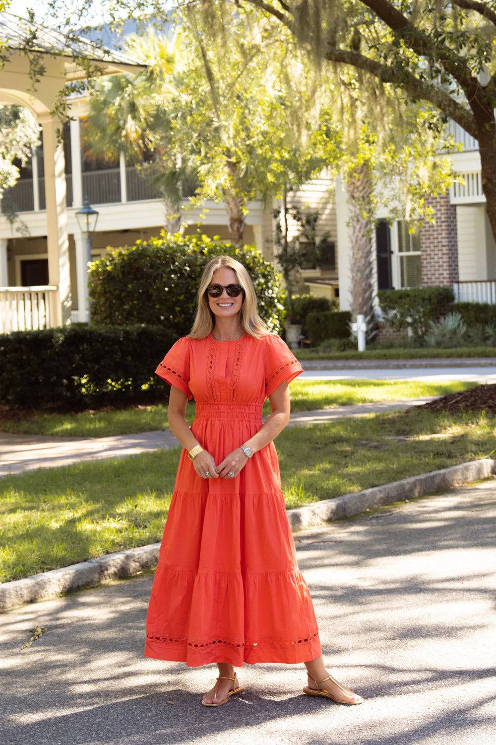 Smocked Waist Midi- Coral