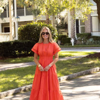 Smocked Waist Midi- Coral