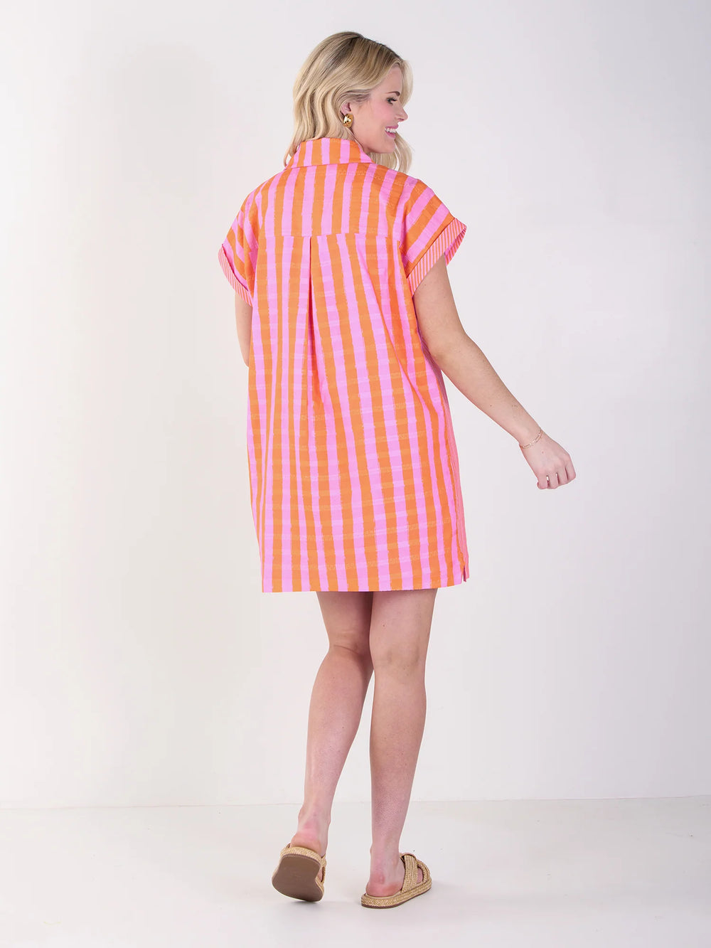 Coral Pink Stripe Dress