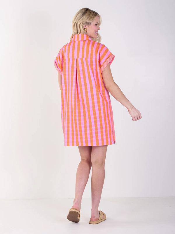 Coral Pink Stripe Dress