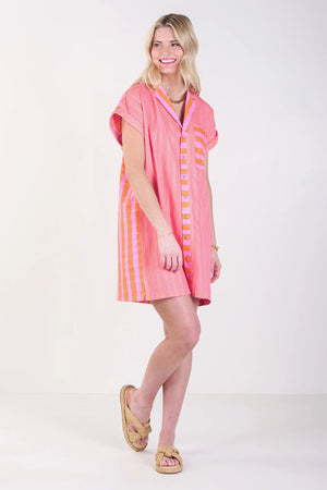 Coral Pink Stripe Dress