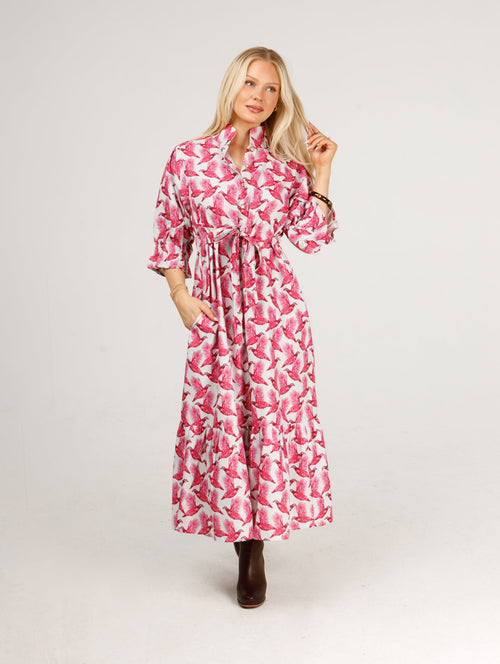 Field & Quail Mini Pink on Green