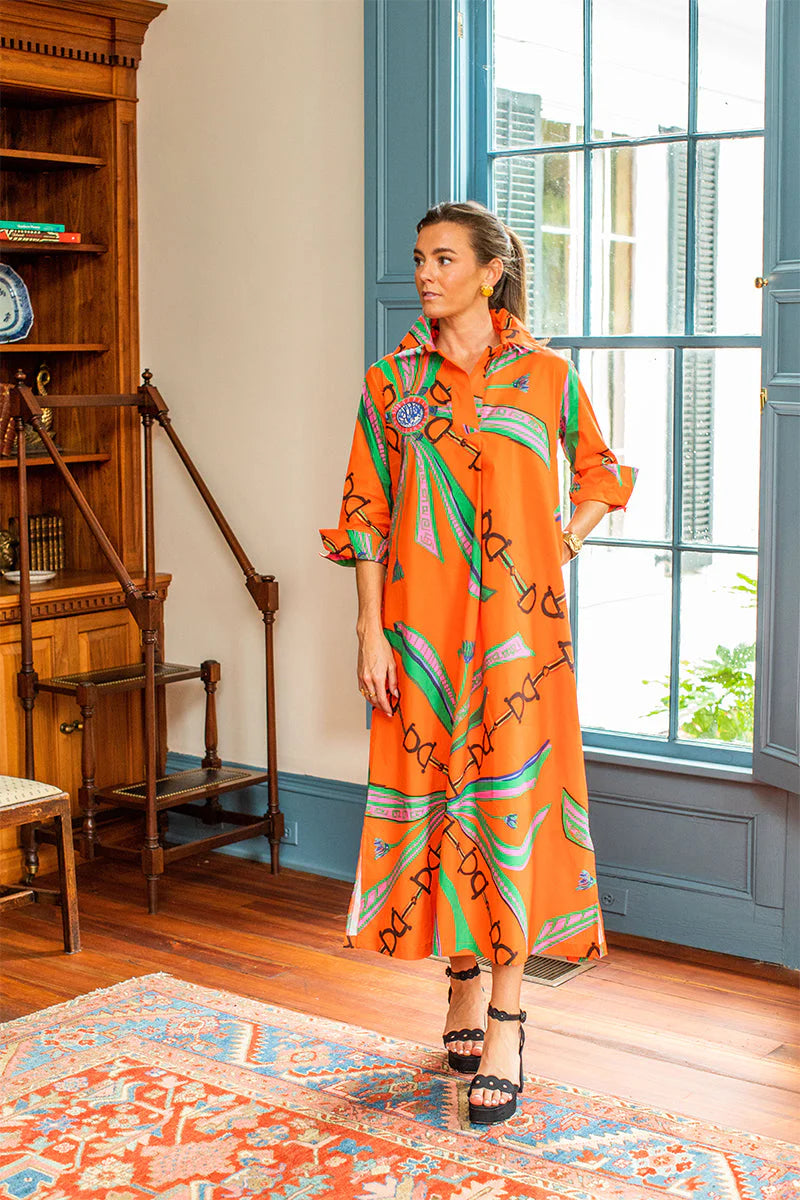 Estate Orange Shirt Dress- Long