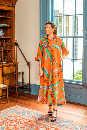 Estate Orange Shirt Dress- Long