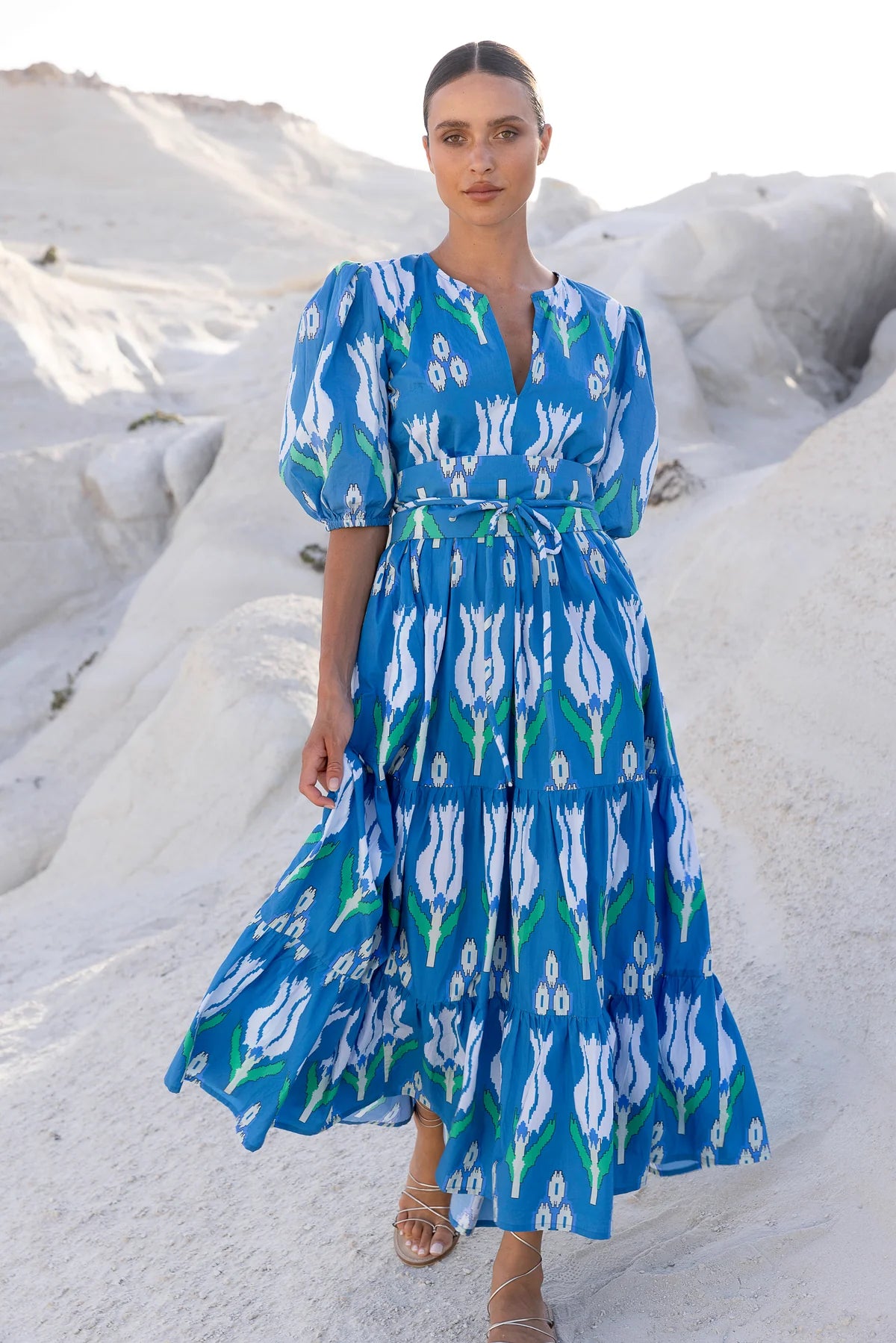 puff sleeve maxi dress