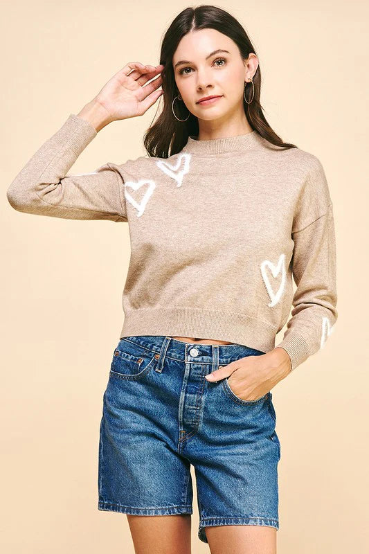 Heart Sweater - Taupe