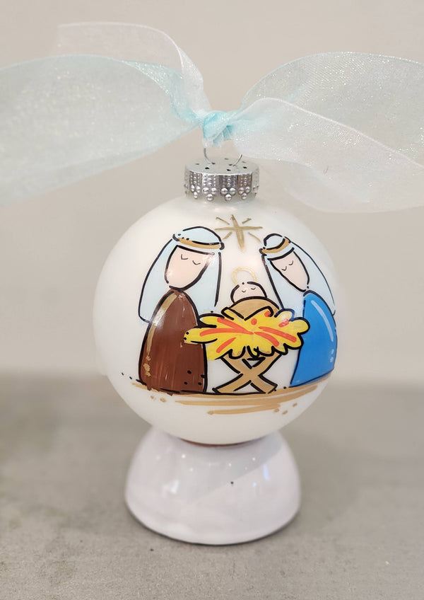 Nativity Hand Painted Glass Ball Ornament