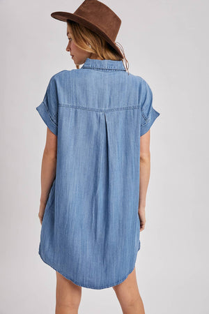 DENIM BUTTON DOWN SHIRT DRESS
