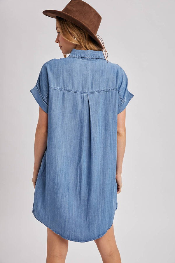 DENIM BUTTON DOWN SHIRT DRESS