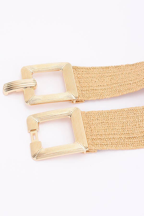 Woven Double Square Buckle Stretch Belt PB8906