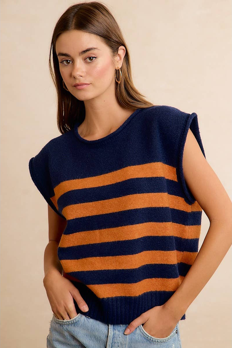 Gameday Striped Sleeveless Knit Top