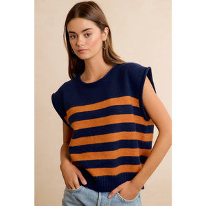 Gameday Striped Sleeveless Knit Top