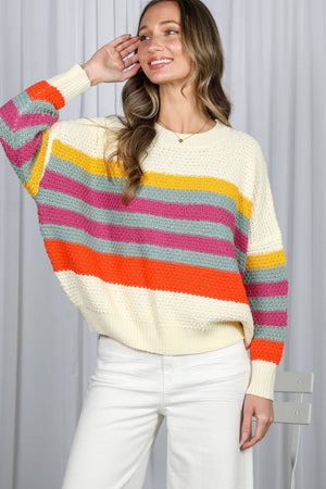 Crew Neck Striped Sweater