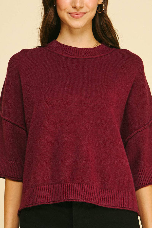 Soft Knit Short Sleeve Sweater Top