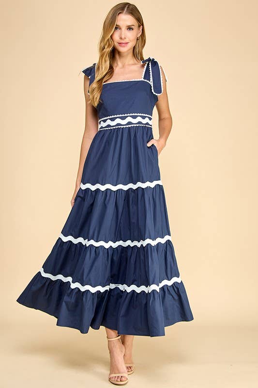Ricrac Detail Midi Dress