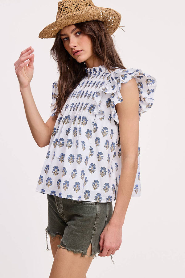 Floral Cluster Ruffle Blouse