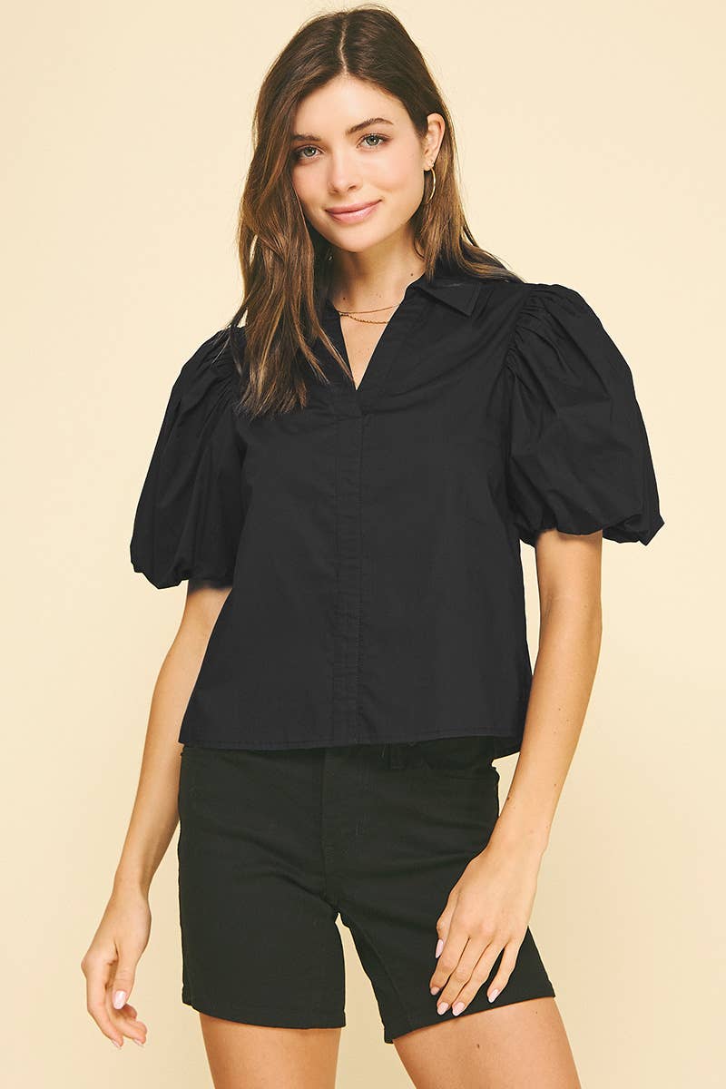 Bubble Sleeve Blouse Top