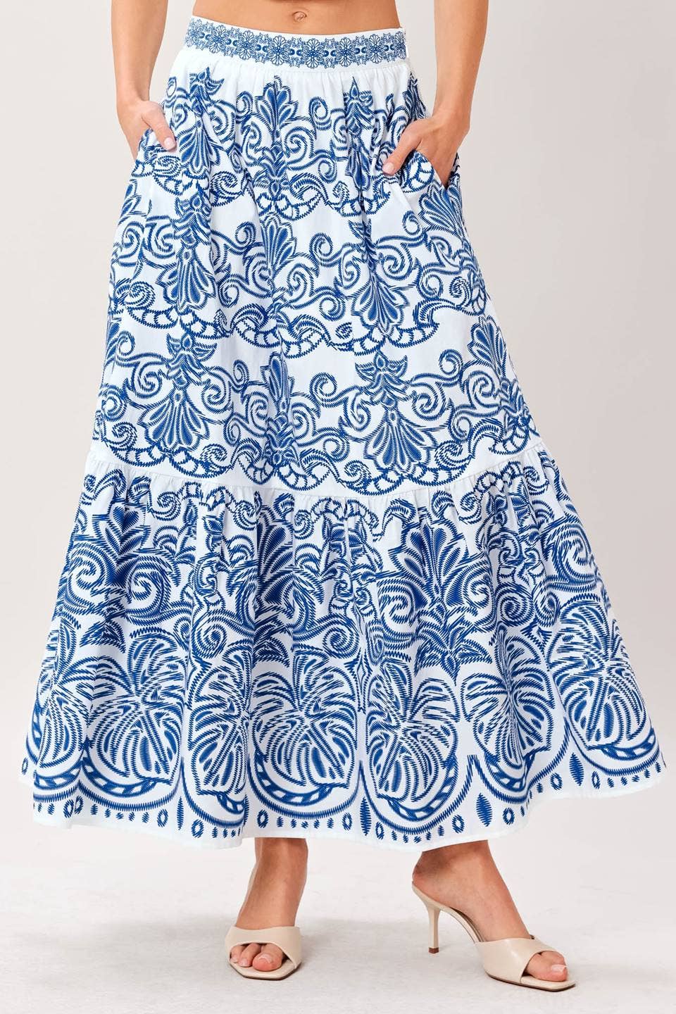 A Printed Woven Full Midi Skirt