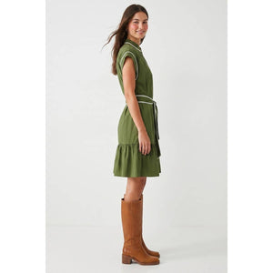 Short Sleeve Contrast Piping Mini Dress