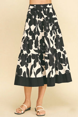 Floral Tiered Midi Skirt