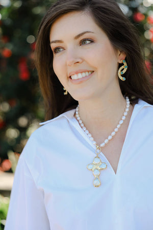 Cross + Pearl Necklace