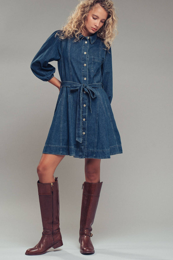 Western Belted Fit-and-Flare Dress