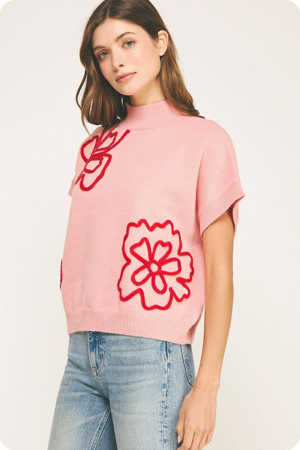 Floral Embroidered Knit Top