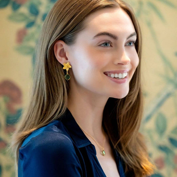 Cecile Green Quartz Drop Earrings - Whimsical Flair