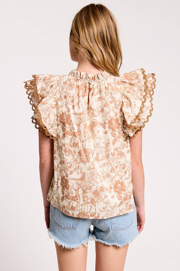 Toile Shoulder Ruffle Blouse