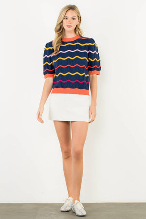 Short Sleeve Pattern Knit Top