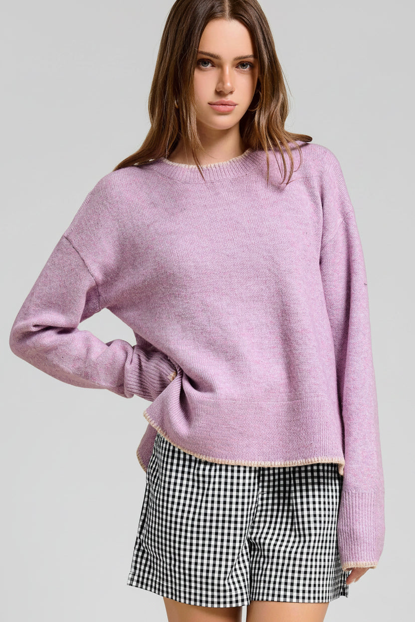 Crew Mock Neck Sweater ContrastStitch
