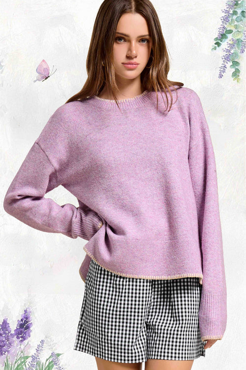 Crew Mock Neck Sweater ContrastStitch