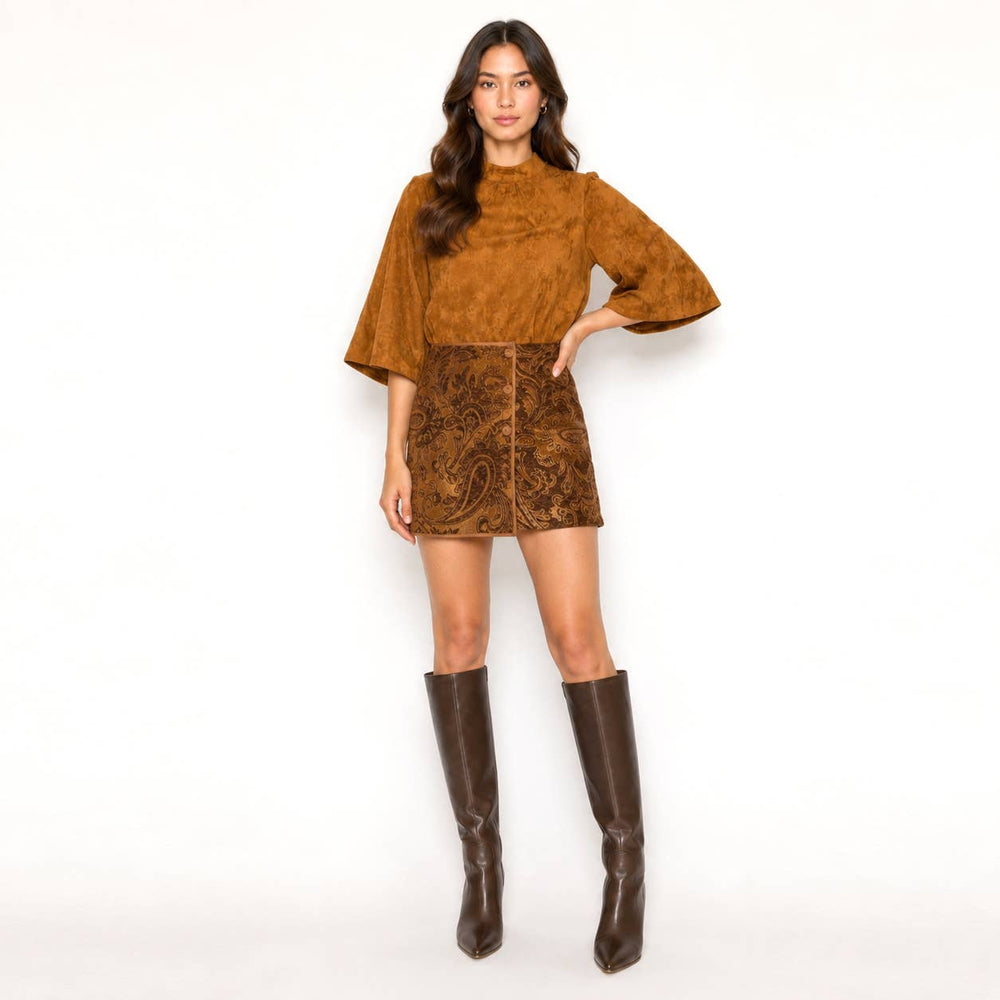 Rust & Romance camel suede top  