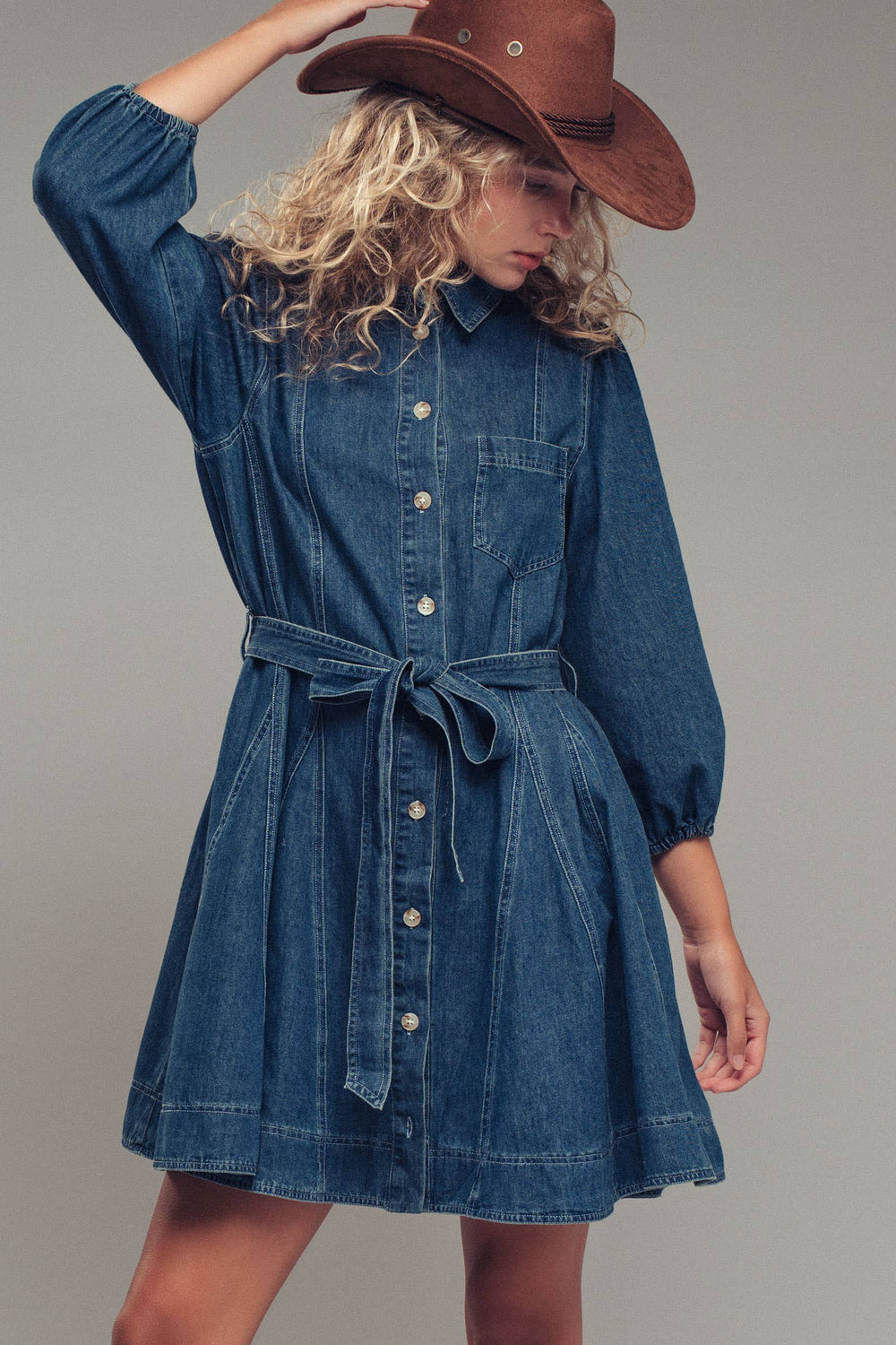 Western Belted Fit-and-Flare Dress