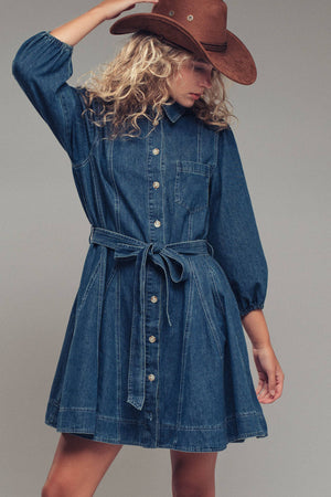 Western Belted Fit-and-Flare Dress