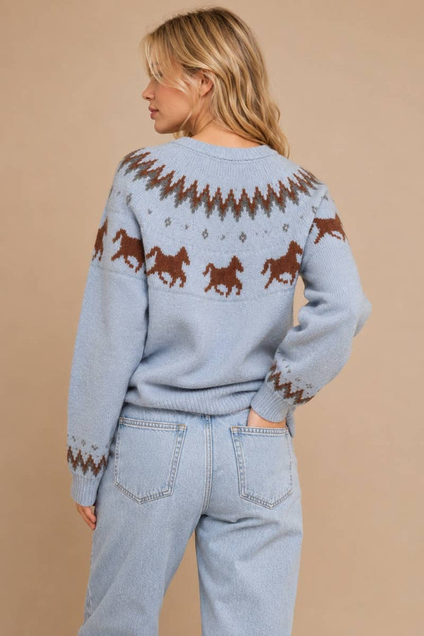 Wild Horses Fair Isle Knit Sweater