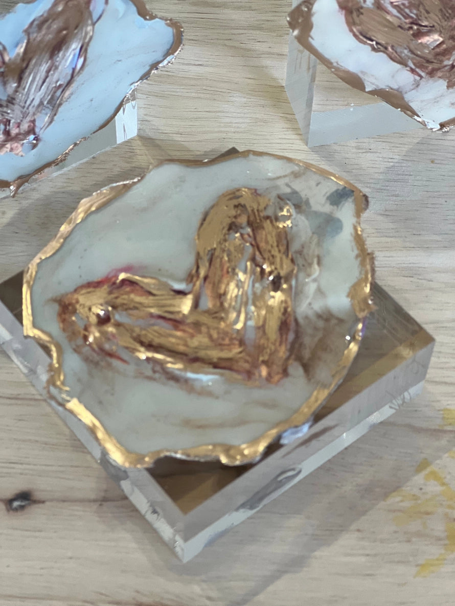 Guilded Heart Lucite Box