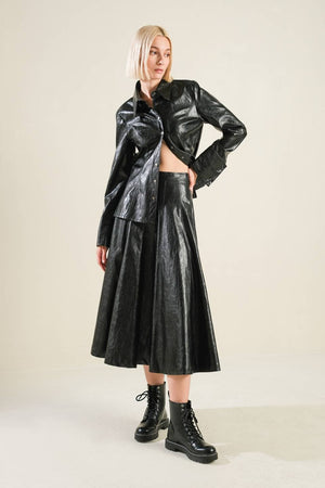 A faux leather full skirt